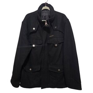 COOGI‎ Men's Black Wool Blend Jacket Size XL Full Zip Pockets Logo Detail